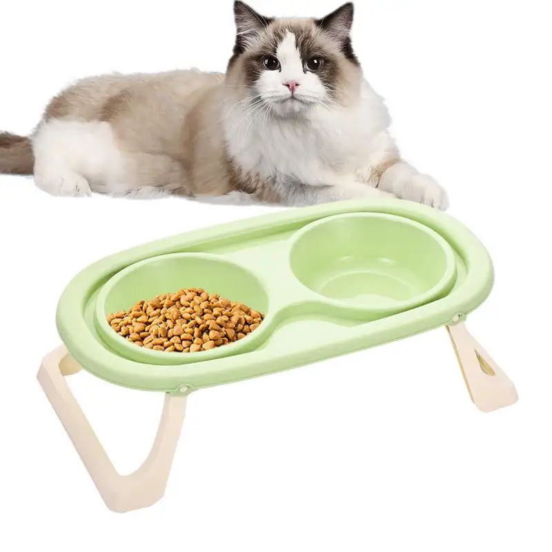 

Double Cat Bowl Adjustable Height High Cat Dish Double Food Bowl Anti-Splash Pet Supplies For Homes Pet Owners Veterinary supply