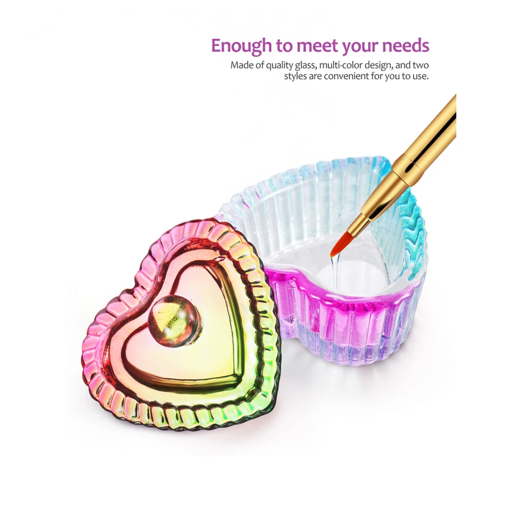 전문 네일 장비 크리스탈 유리 네일 아트 컵 아크릴 액체 네일 보석 반짝이 보관 살롱 등급 매니큐어 네일 도구