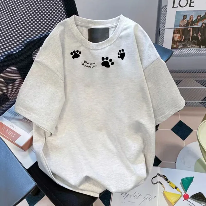 

Women'S Cotton Short-Sleeved T-Shirt Unique Design Y2k Casual Female Clothing American Style Breathable Loose Fit Summer Top