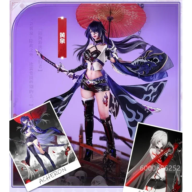 

Honkai Star Rail Acheron Cosplay Costume Game Uniform Outfit Role Play Clothing for Women Halloween Carnival Party Dress