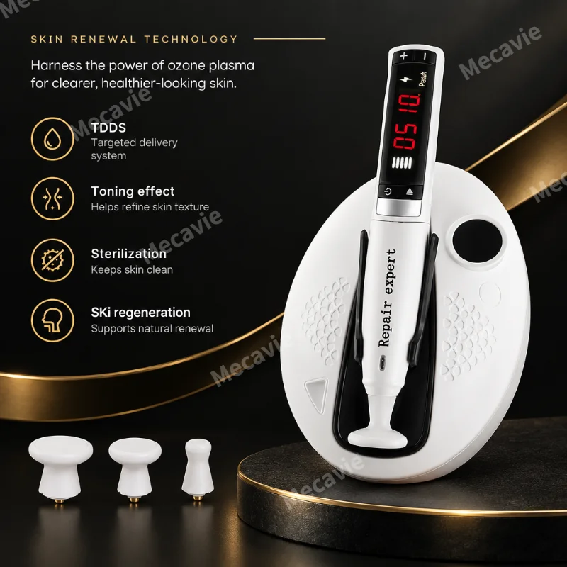 Repair Expert Plasma Skin Renewal Device With Three Interchangeable Probes For Home Use Featuring Ozone Plasma Technology