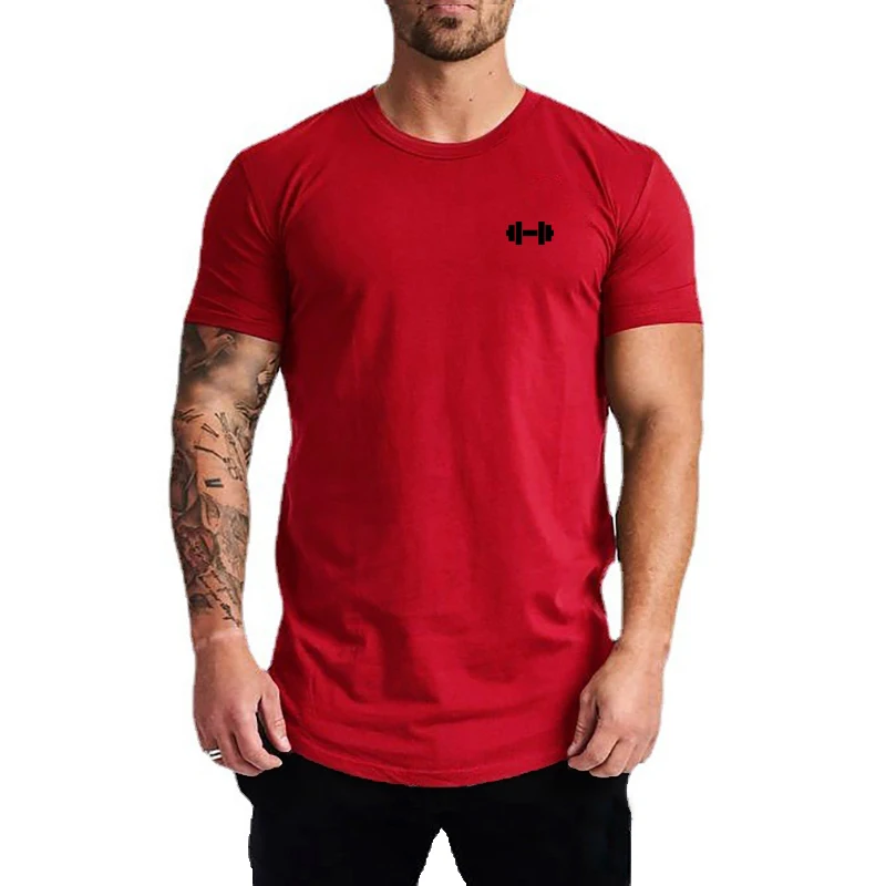 Summer Running T-shirts Cotton Breathable Sports Short Sleeve Clothing Mens Workout Muscle Tees Gym Fitness Bodybuilding Shirts image 4