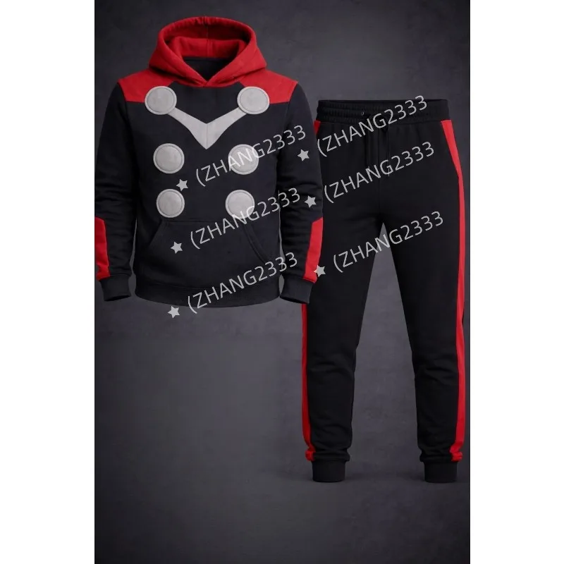Nouveau costume de super-héros tendance, cosplay, interaction loisir parent-enfant, vêtements de sport pour la course, sweat à capuche léger en polaire d'automne avec poche.