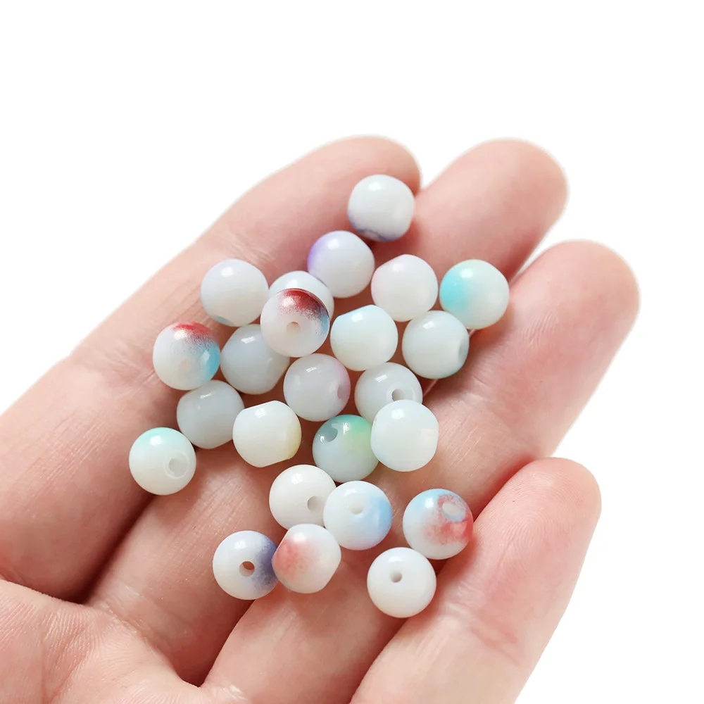 20Pcs Fashionable and Versatile Two-Color Glass Bead Loose Bead Handmade Bead DIY Bracelet Necklace Trendy Accessories Wholesale