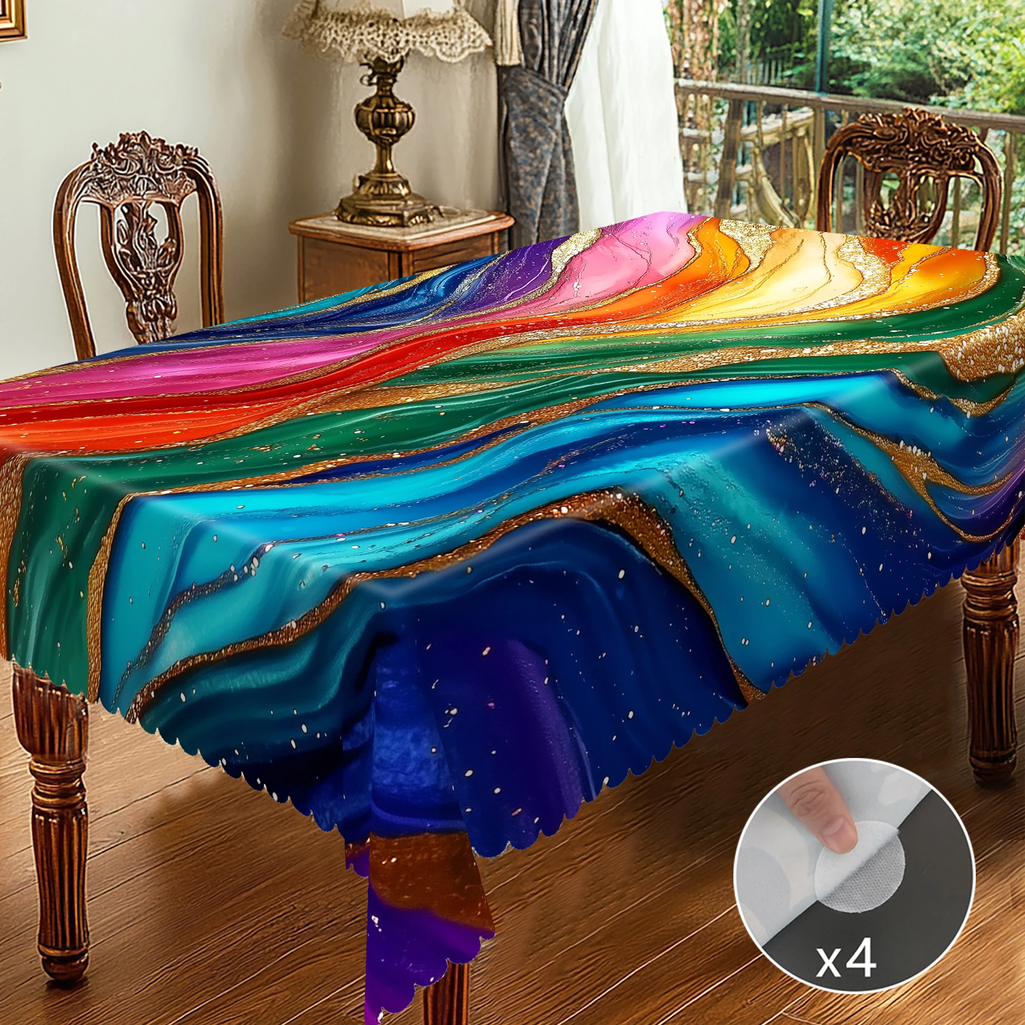 1 Piece Marble Theme Printed Tablecloth, Country Farmhouse Style, Rich Marble Stripesd Pattern Design with Bright Colors for Spring and Summer Camping Style Picnic, Holiday Party, Garden Birthday Party Decoration, Kitchen Accessories, Restaurant Terrace, Indoor and Outdoor Tablecloth, Perfect Gift for Friends, Multiple Sizes Available