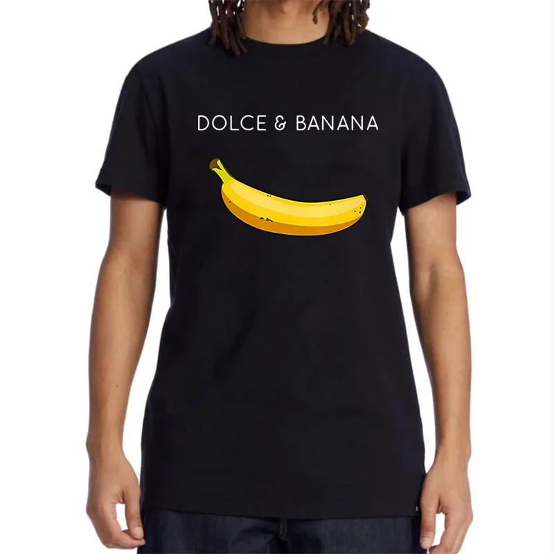 Summer Men\'s T-shirt High Quality 100% Cotton Funny Banana Printing Casual Loose O-neck Men Short Sleeve T-shirt Male Tees Tops