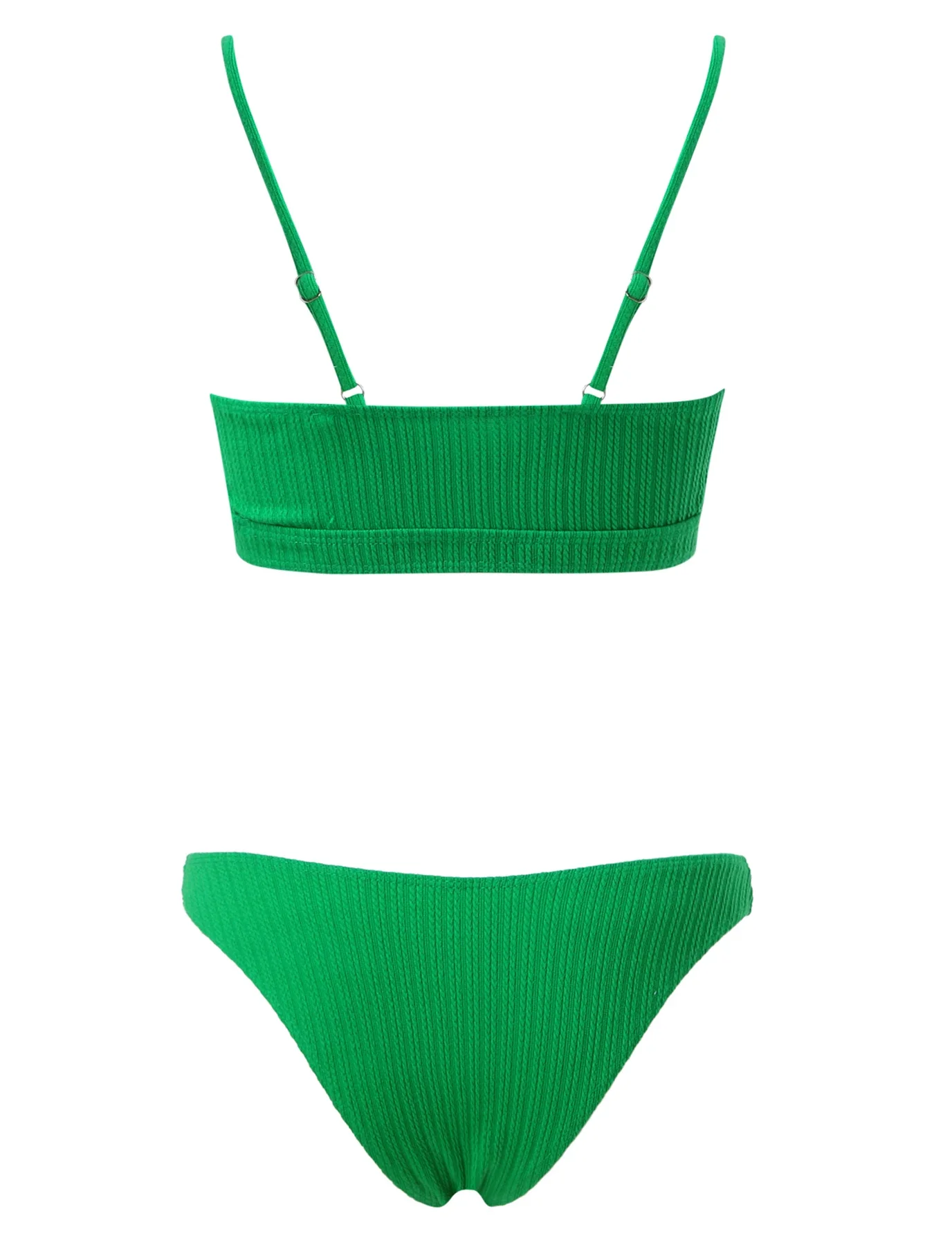 Ribbed Metal Circle Low Waist Bikini Sets Swimsuit For Women Green Sexy Two Pieces Beachwear 2023 Summer Bathing Suits Swimwear