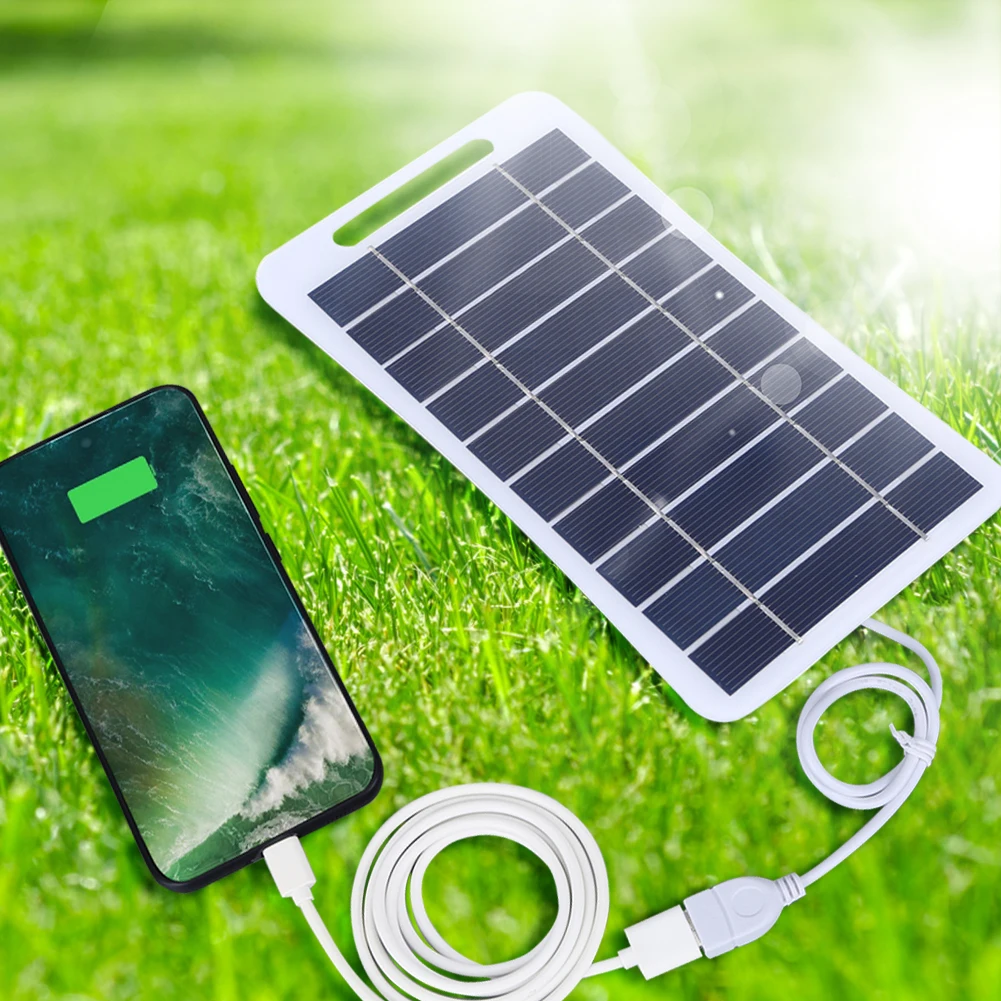 2W 5V Portable Solar Panel USB Battery Charger Small Power Station Waterproof Phone Power Bank for Camping Backpacking Hiking