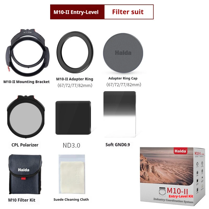 Haida M10-II Filter Set: 100mm Square Filter System with Slip-On Polarizing and ND Filters (Stackable) - Camera Filters