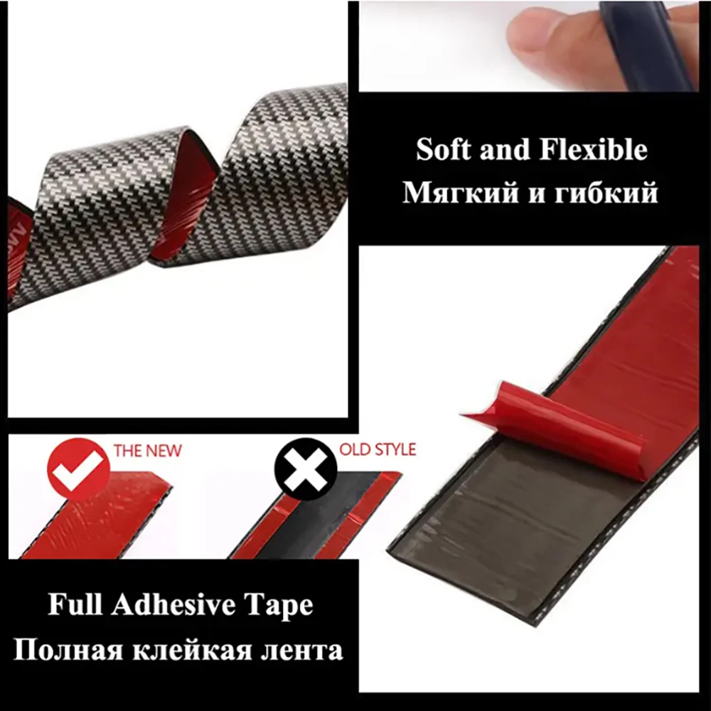 カーバンパーステッカー カーボンファイバー 車体用ビニール保護ステッカー ストリップ 傷防止フィルム 自動車 ドアエッジ スカッフプレート トランクプロテクター
