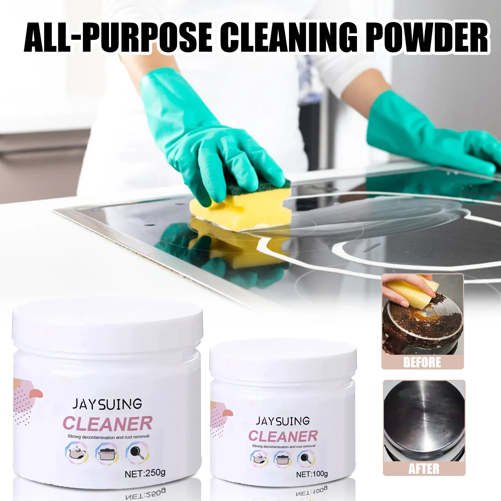 Kitchen Heavy Oil Cleaner Detergent Dirt Oil Stain Away Strong Degreasing Cooktop Pot Stove Rust Remover Grease Cleaning Powder