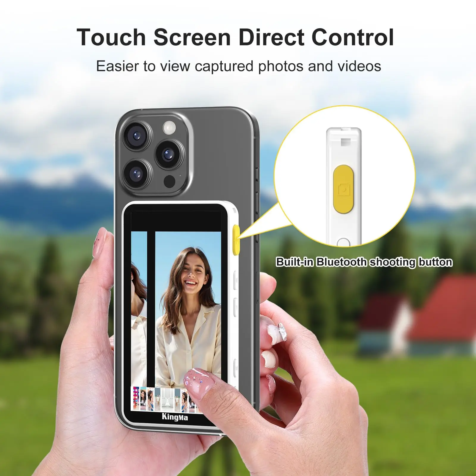 

Phone Vlog Selfie Monitor Screen,Touchscreen Monitor,Bluetooth Remote for iPhone Vlog Selfie Monitor Screen Live Stream TikTok