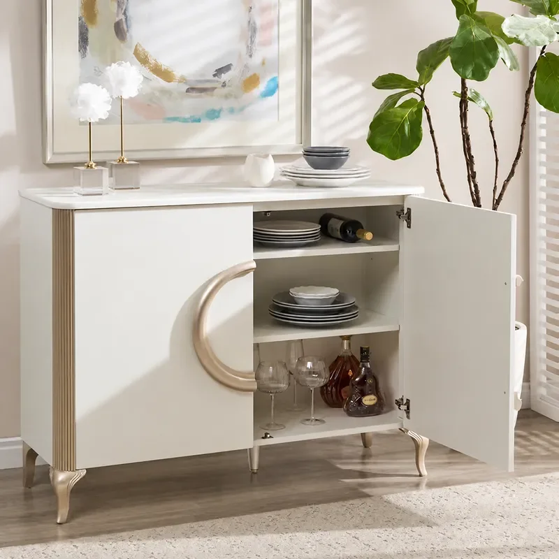 American Light Luxury Dining Side Cabinet Modern Simple Foyer Porch Solid Wood Storage Post Modern Decorative Cabinet