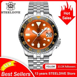 STEELDIVE SD1994 GMT 42MM para hombre, reloj con bisel de cerámica, movimiento japonés NH34, suizo, superluminoso, resistente al agua, 200M