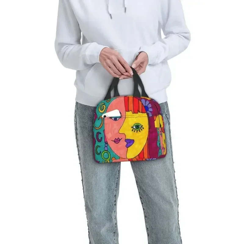 Pablo Picasso Art Bolsa de almuerzo aislada para mujer, refrigerador impermeable, fiambrera térmica, playa, camping, viajes