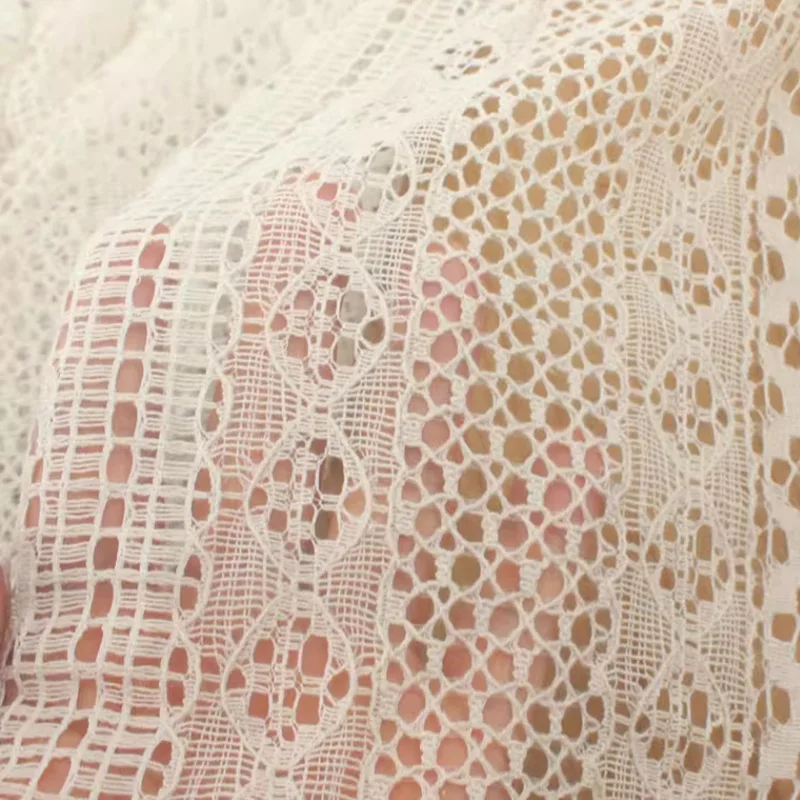 

Bohemian style woven grid hollow lace embroidered knitted fabric for women's skirts and home decoration fabric