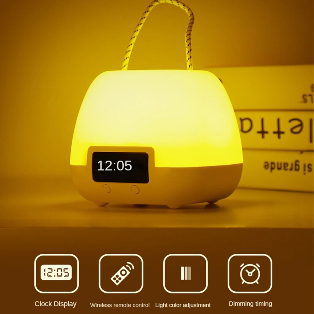 Lampe de bureau portable et créative, horloge de table multifonctionnelle, éclairage variable, USB, questionUSB
