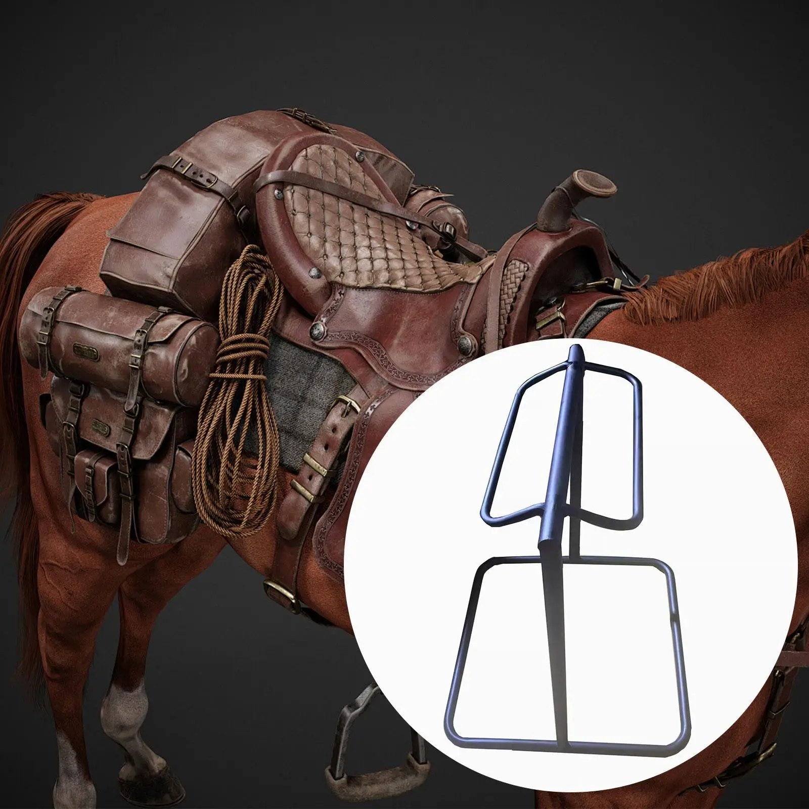 

Saddle Rack Standing Metal Shelf Stable Organizer Horse Saddle Holder Stand Equestrian Accessories for Horse Tack Room Farm
