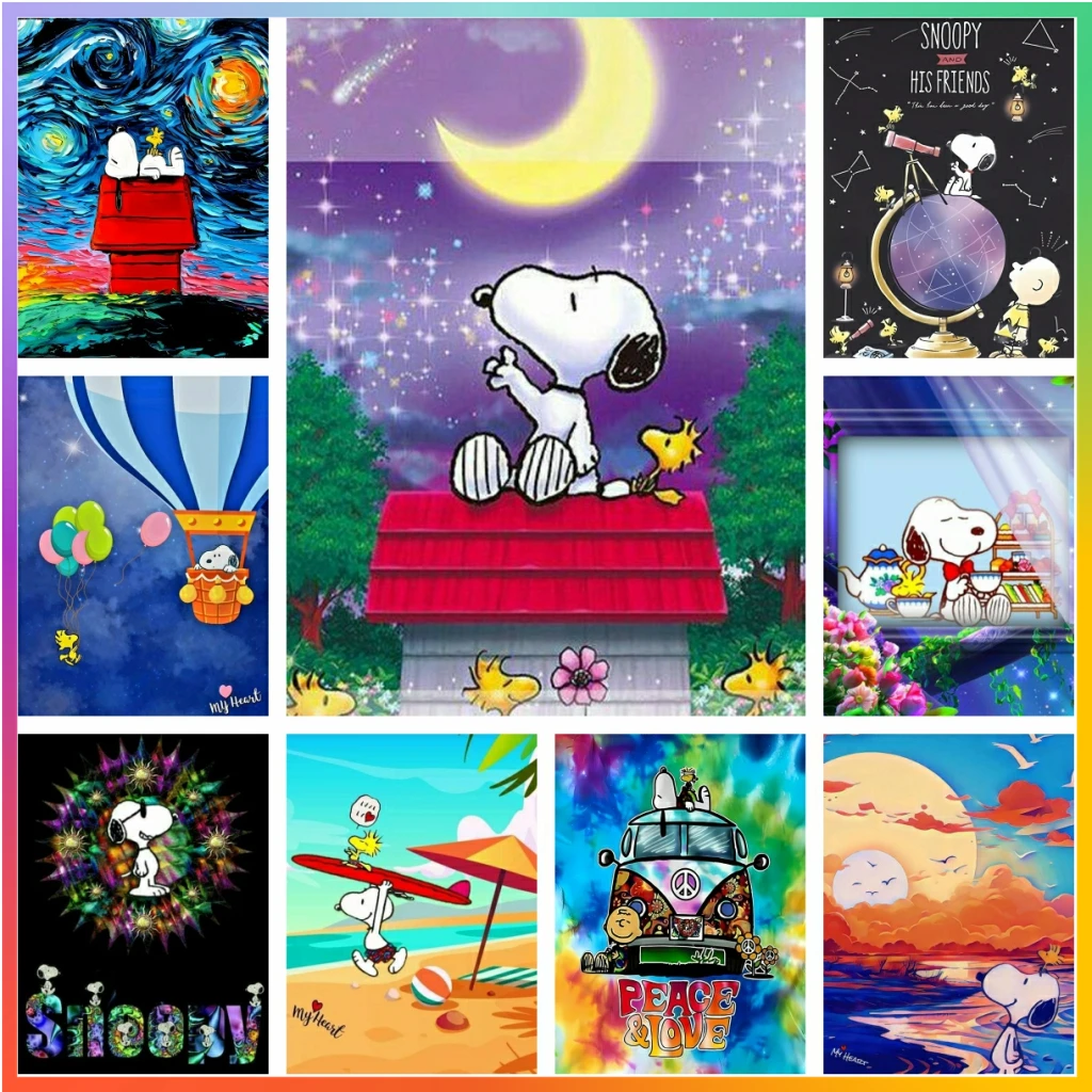

Snoopy Cartoon Cute Diamond Painting Mosaic Embroidery 5D DIY Art New Cross Stitch Kit Manga Drawing Canvas Home Decor Gift