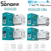 SONOFF DUALR3/DUALR3 Lite Dual Relay WiFi Smart Switch With Power Metering 2 Gang Two-way Control Work with EWelink Alexa Google