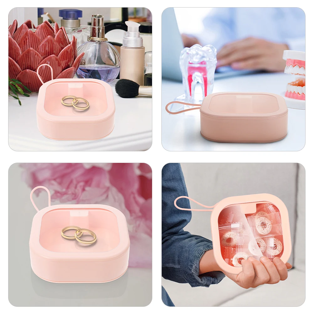 

4pcs Multifunctional Storage Box Jewelry Organizer Portable Earring Case With Lanyard For Travel Home Use Girls Accessories