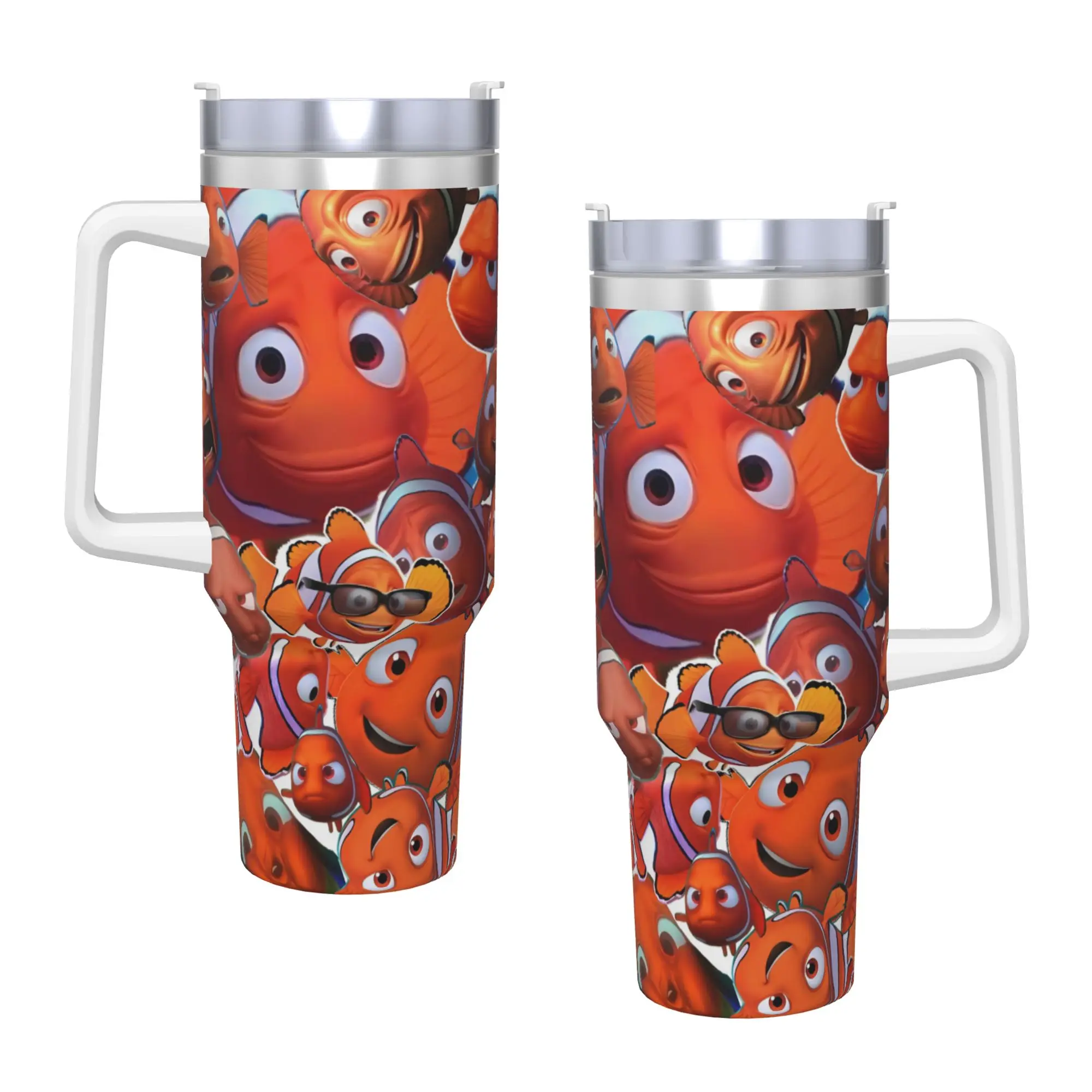 Custom Kawaii Finding Nemos Stainless Steel Tumbler Coffee Mug With Straws and Lid Large Capacity Car Mugs Drink Water Bottle