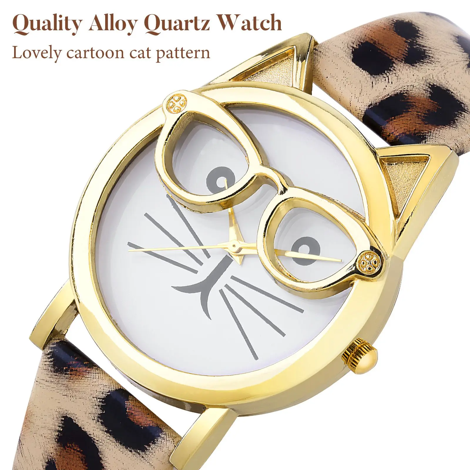 Okulary Cat Watch Boys Prosta konstrukcja Pu Cartoon Pattern Time Telling