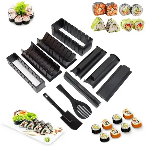 플라스틱 김밥 초밥 롤 금형 세트 둥근 사각형 하트 모양 초밥 제조 도구 케이크 롤 금형