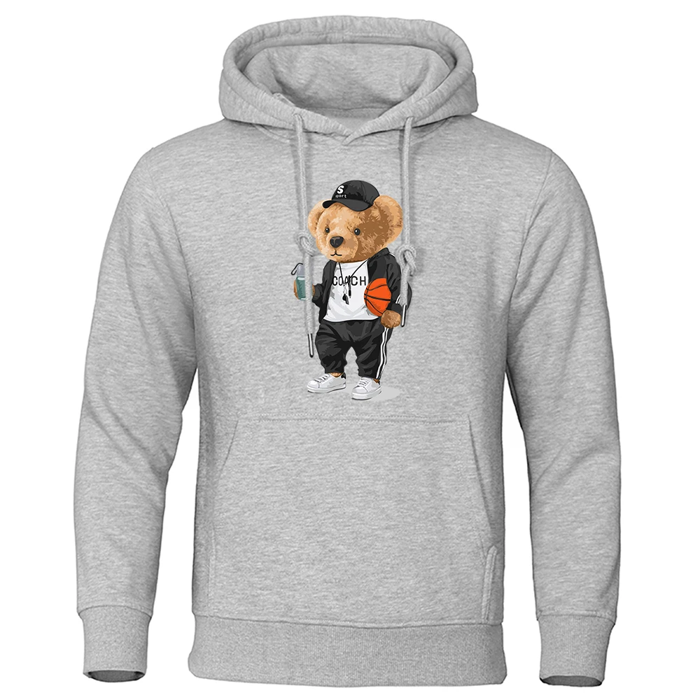 Basketball Referee Ted Bear Mens Hoodies Cartoons Oversize Hoodie Harajuku Comfortable Hoody Fashion Loose Warm Women Tops