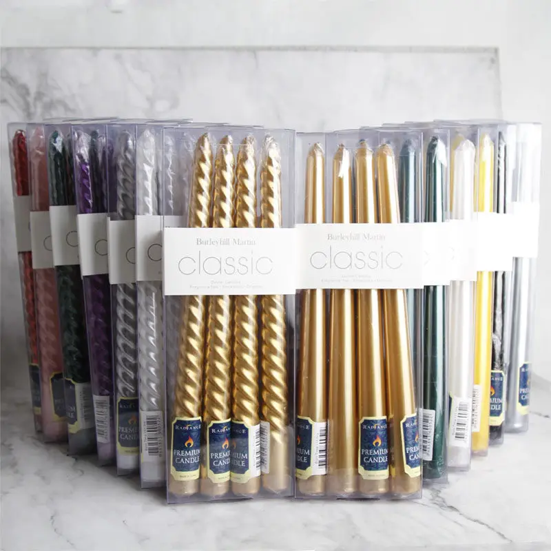 Newly electroplated gold, silver, red, green, pink, blue, purple, black, long candles, smoke-free, romantic
