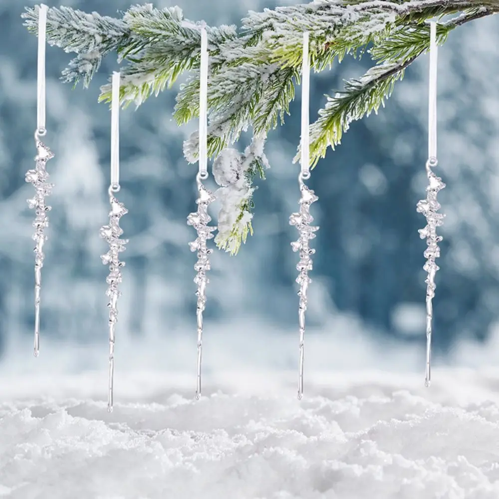 5/12개 투명 크리스마스 장식 펜던트 눈송이 구슬 별 파티 용품 드롭 장식품 아크릴 축제 기념품