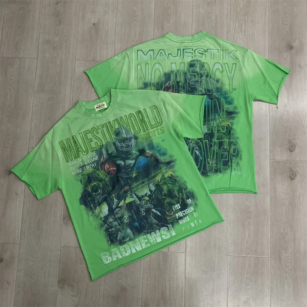 Washed Green MAJESTIK Diamond Short Sleeved T-shirt For Men Women Best Quality Tops Tee T Shirt