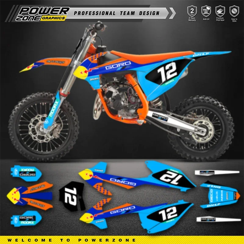 

PowerZone Custom Team Graphics Backgrounds Decals For 3M Stickers Kit For KTM SX85 85 2018 2019 2020 85cc Number Name Costom 01