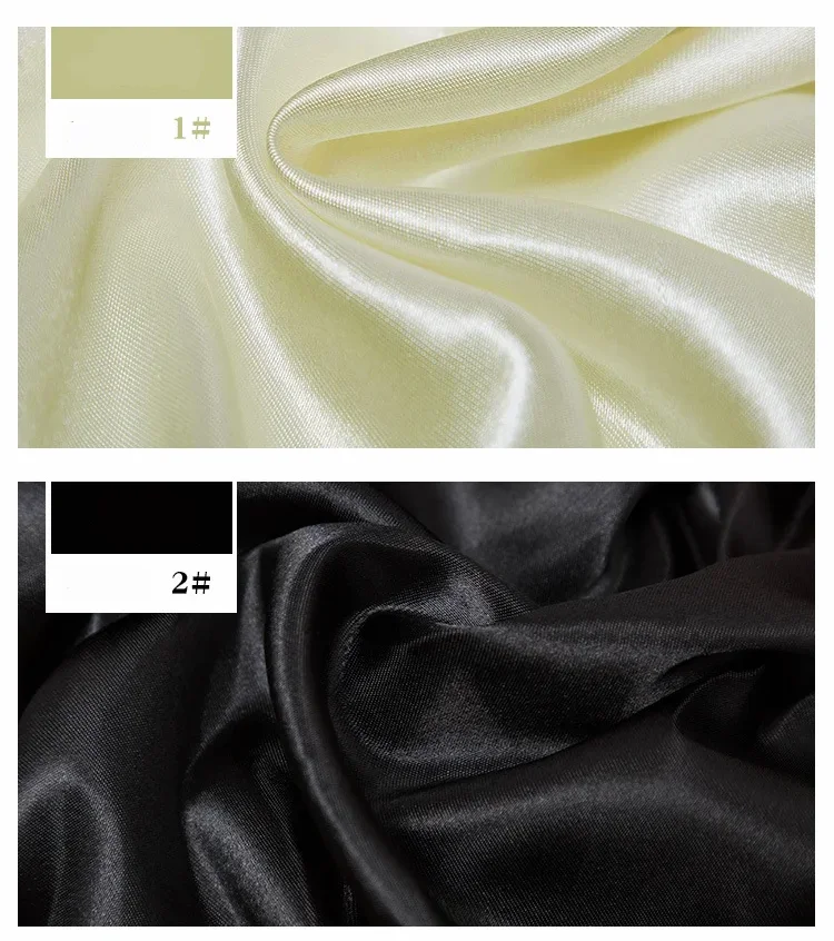 Imitierter Seidensatin-Stoff auf dem Hof, Futterstoffmaterial zum Nähen von Kleidern, Vorhängen, einfarbig, Schwarz, Weiß, Blau, Gold, Grün – Detail 6