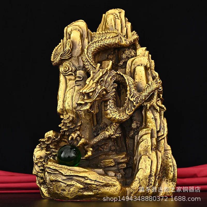 

Pure Brass Ornament Copper Zodiac Treasure Bowl Dragon Home Living Room Office Decoration Craft Display