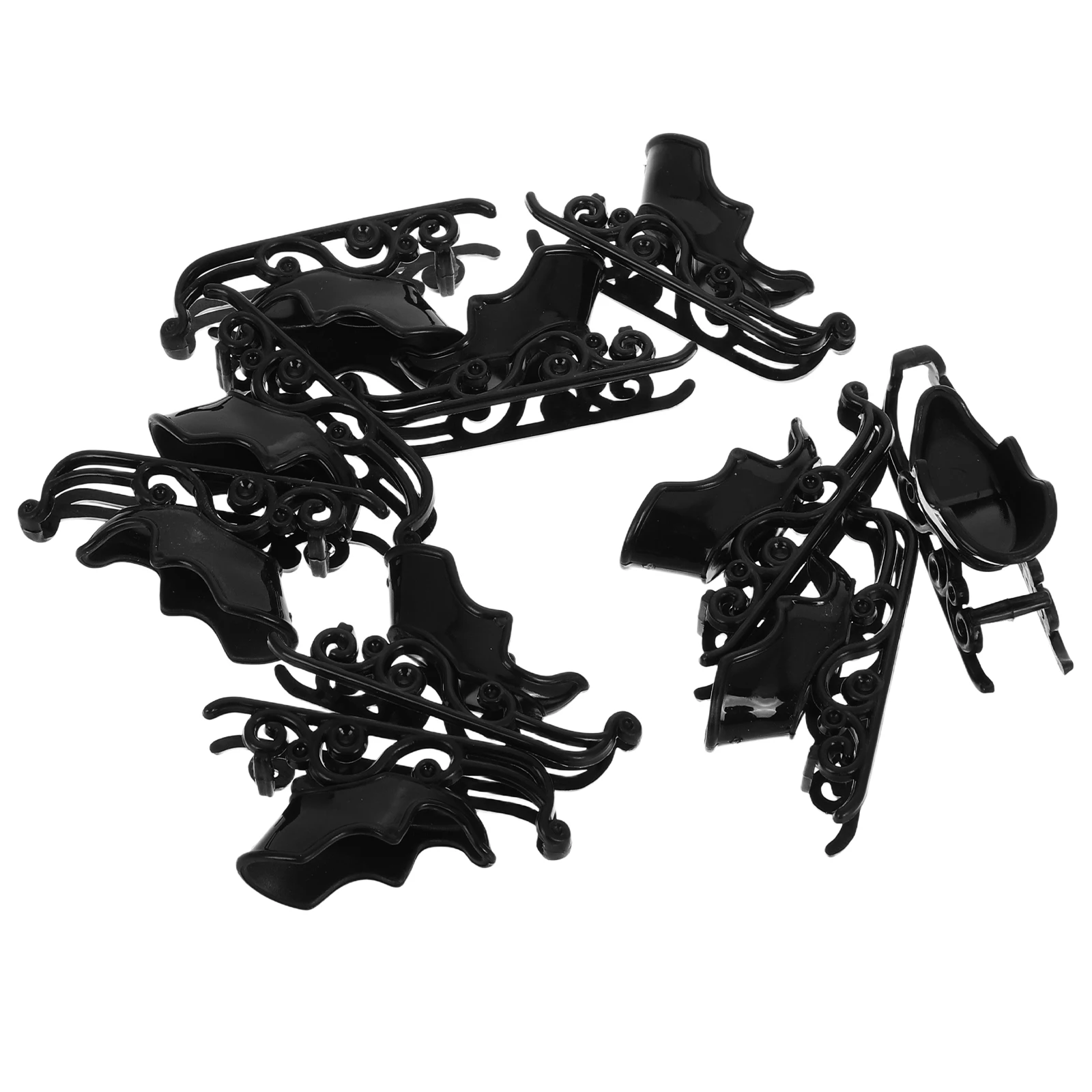 

10 Pcs Mini Sleigh Sled Desktop Model Christmas Village Santa Decor Miniature Basket Plastic Ornament