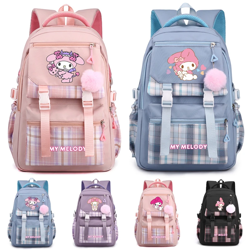 

MINISO Kawaii Sanrio Melody Backpack for girl boy Anime Printed Bookbag Women Bag Student Teenager Knapsack Schoolbag Rucksack