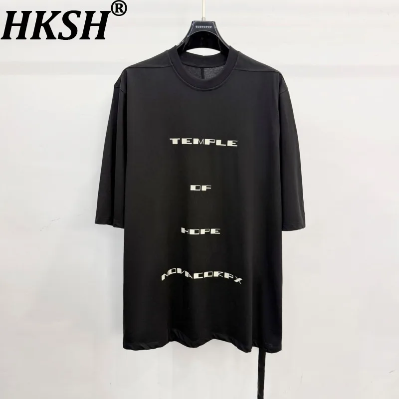 

Футболка HKSH Dark Avant-Garde с коротким рукавом, летняя новинка, мужская, в стиле Dark High Street, с буквенным принтом, рукав три четверти, HK22320
