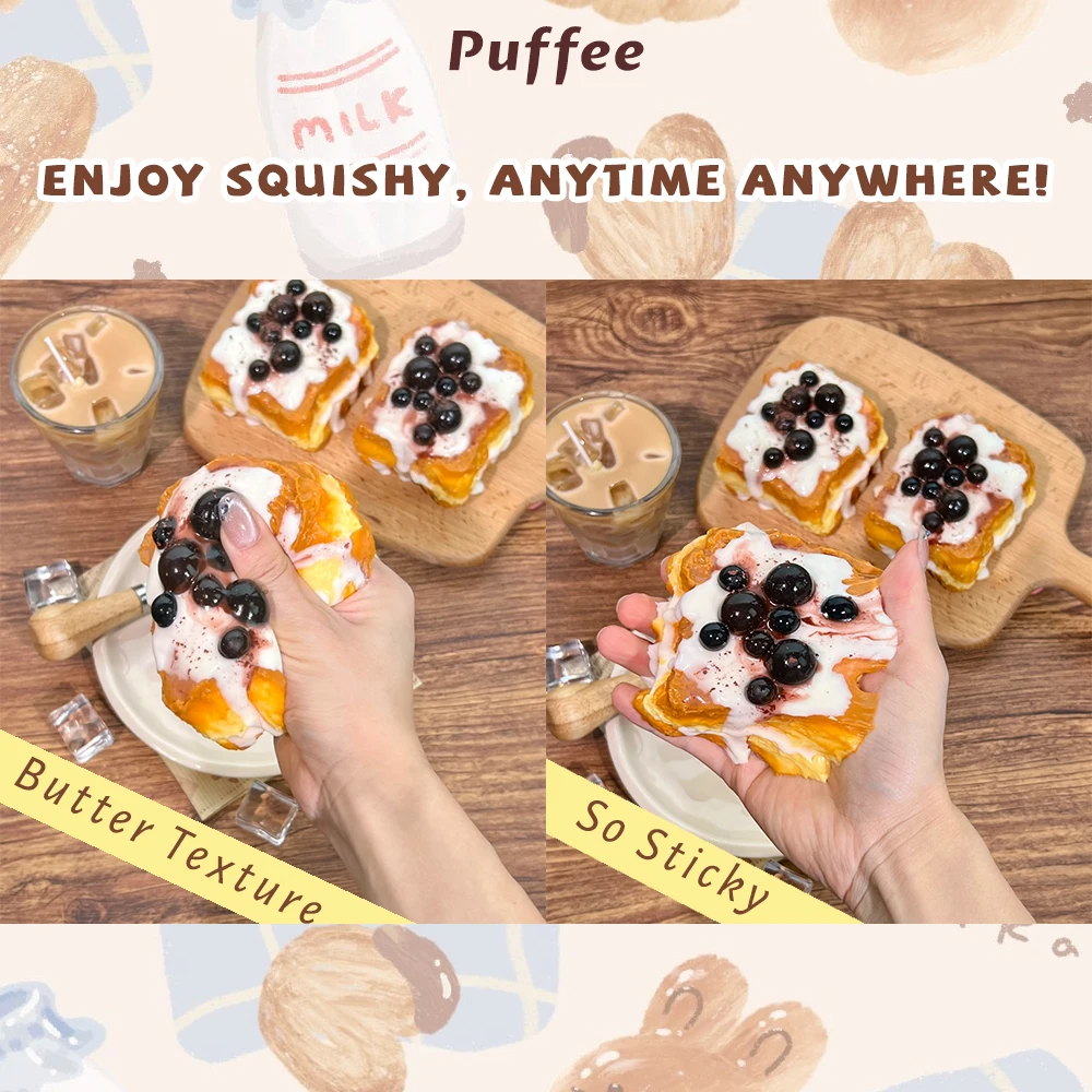 Boba Toast Squishy-Spielzeug aus lebensmittelechtem Silikon, handgefertigtes Taba-Squishy, cremiges, weiches, langsam zurückfederndes Quetschspielzeug, Boba – Detail 2