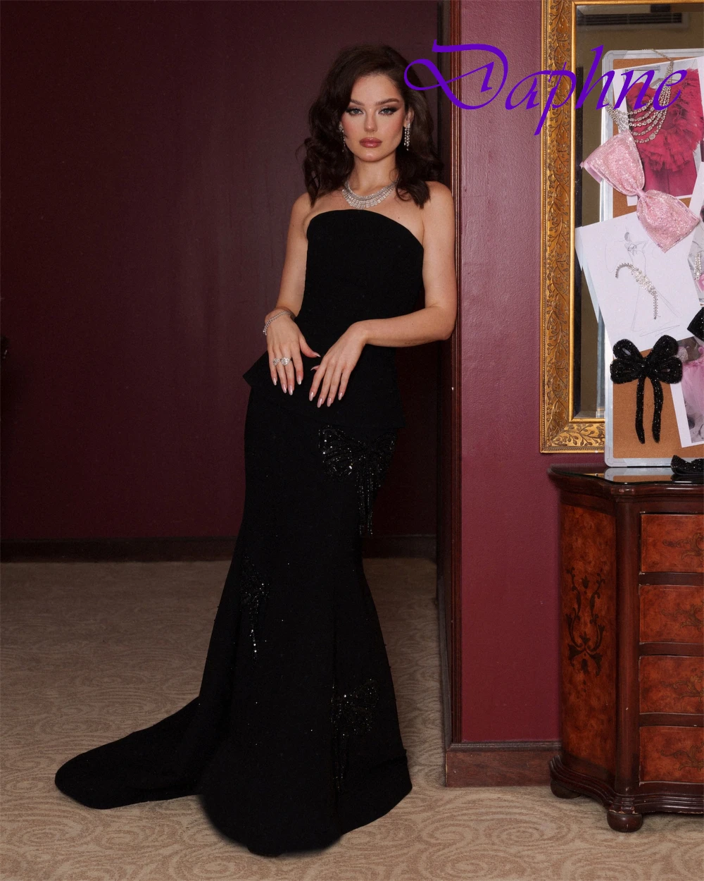 Robe de soirée gracieuse sans bretelles personnalisée, Jersey exquis, robes de bal sirène, Train de balayage formel, robes d'occasion spéciale