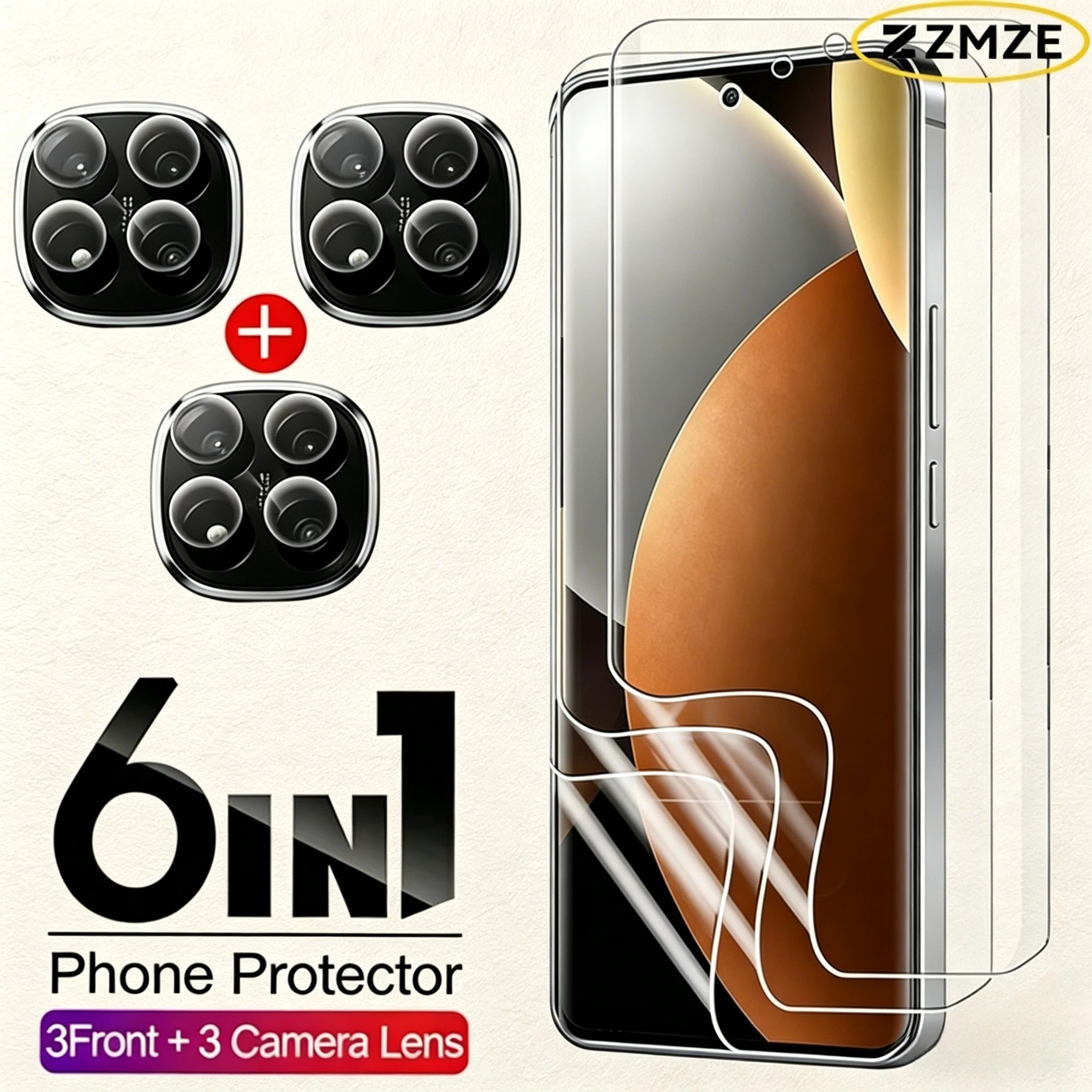 Image of 6IN1 Displayschutzfolie für Xiaomi Redmi Note 15 14 11 10 Pro Plus 14S 13 12 Pro Plus Turbo 12S 9T Kratzfeste Hydrogel-Folie