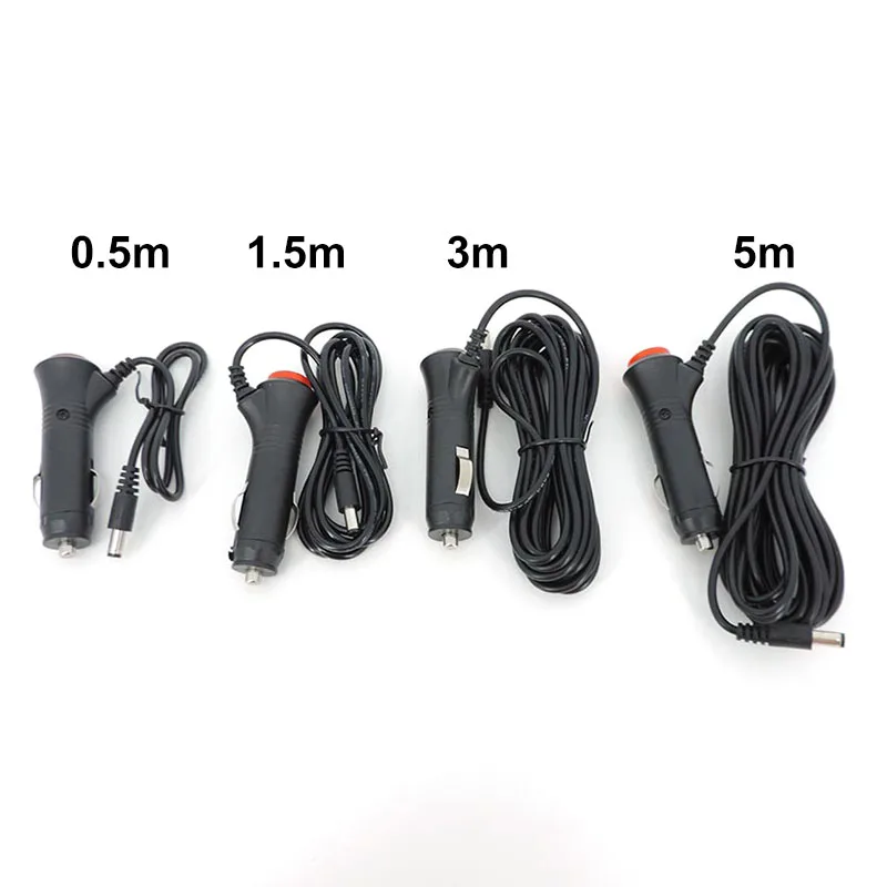 12v 24v adaptador de carro carregador isqueiro para dc 5.5mm x 2.1mm cabo de alimentação plug interruptor para câmera monitor carro