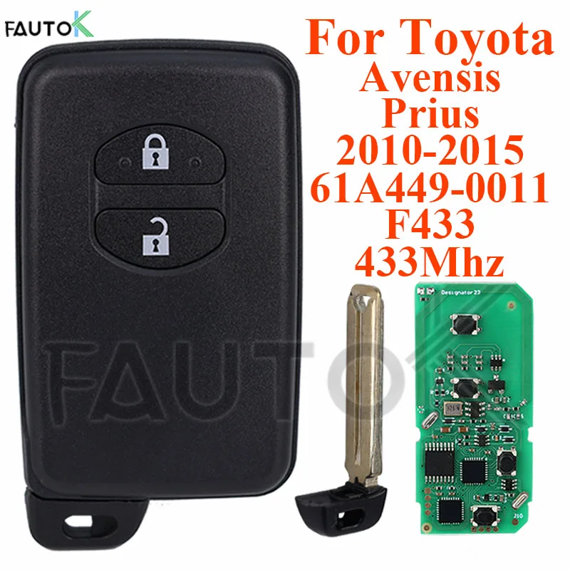 Toyota Avensis Prius 2010-2015 자동 원격 제어 Fob FSK 433MHZ ID4D 칩 61A449-0011 F433 B74EA B75EA에 적합한 스마트 자동차 키