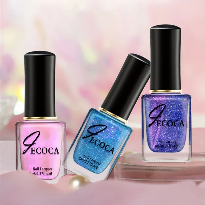 Glitter Nail Polish Rainbow Nail Polish Laser Varnish Shining Glitter Nails 3-in-1 Water Based Nagel Nail Art Tools
