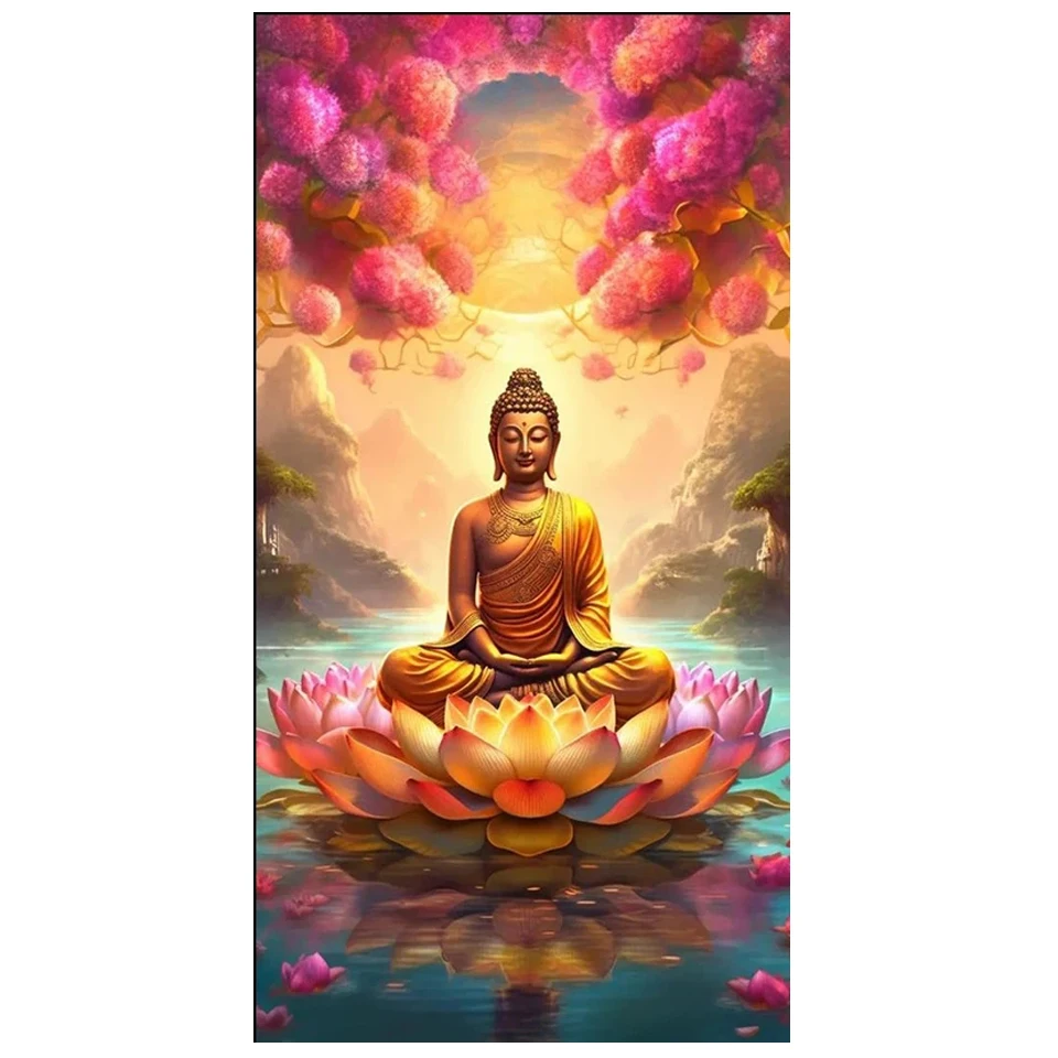 Buddha Lotus flower diamond painting Full Square/Round diamond art painting kits Mosaic Jewelry cross stitch religion Gift Y4775