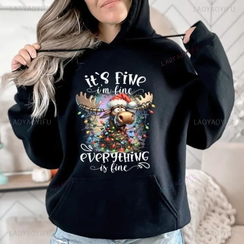Animal Patterns Hoodie Casual Wear Christmas graphic sweatshirt Women Sweater Gift for Xmas Hot Sale  Cozy Pullover Sweatshirt