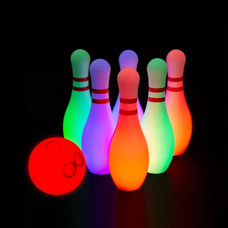 Ball Bowling Toy Set Light Emitting Diode Light Up Kids Bowling Set Kids Toddler Indoor and Outdoor Games