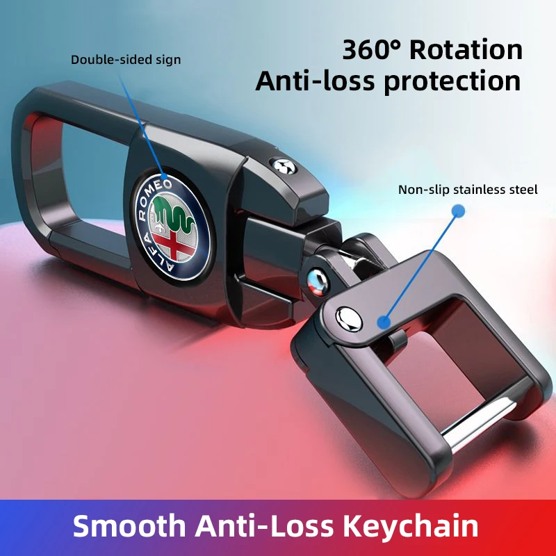 Zinc Alloy Car Key Chain Enamel Carabiner Key Ring For Alfa Romeo GT 147 159 166 156 4C Stelvio Volante Giulietta Giulia Tonale