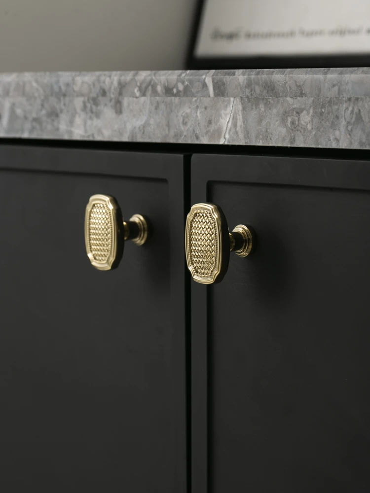 

French retro gold silver cabinet door handle wardrobe shoe cabinet drawer brass single hole small handle