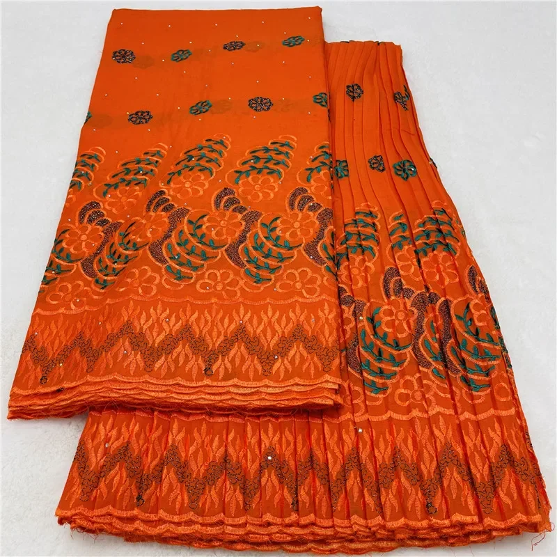 

5+5 YARD Swiss Voile Dry Lace Fabric Lafaya Embroidery African 100% Cotton fold Popular Dubai Style For Party Material 12L29706